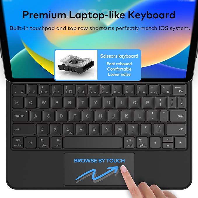 Keyboard Case for iPad 10th Generation 2022 & 11th (A16, 2025) – Magic-Style Keyboard with Multi-Touch Trackpad – Floating Cantilever Stand – Magnetic Case for iPad 10.9 inch 10th / 11th Gen.