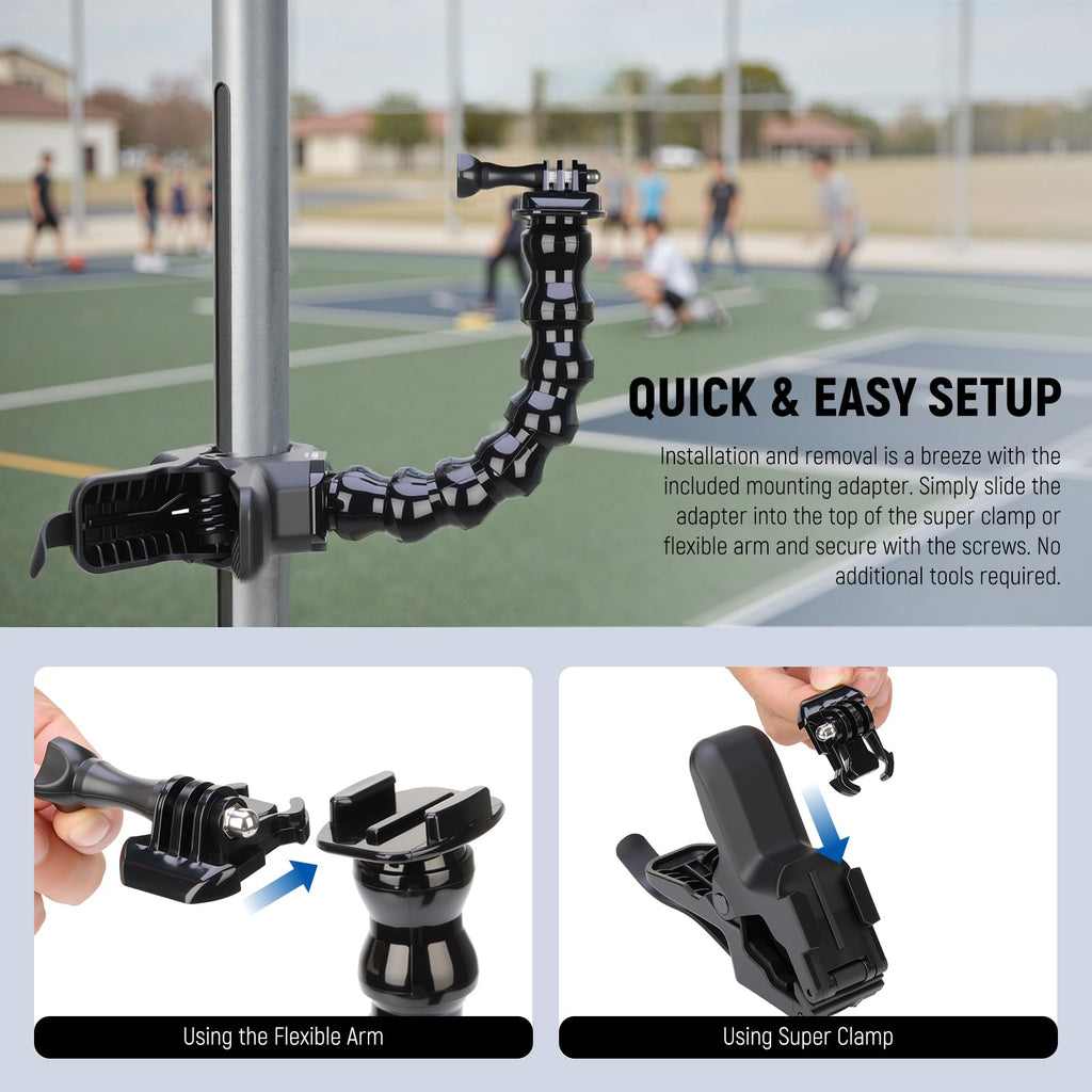 NEEWER Flexible Clamp Mount Compatible with GoPro DJI Action Cameras, GP-80
