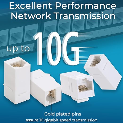 Rapink Patch Panel 24 Port Cat6 with White Inline Keystone 10G Support, Pass-Thru Coupler Patch Panel UTP 19-Inch with Removable Back Bar, 1U Network Panel for Cat6, Cat5e, Cat5 Cabling