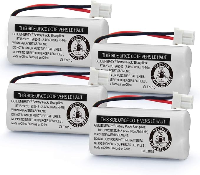 GEILIENERGY BT183342 BT283342 BT166342 BT266342 BT162342 BT262342 Battery Compatible with CS6114 CS6419 CS6719 CS6919 EL52300 CL80111 Cordless Handset Phone (Pack of 4)