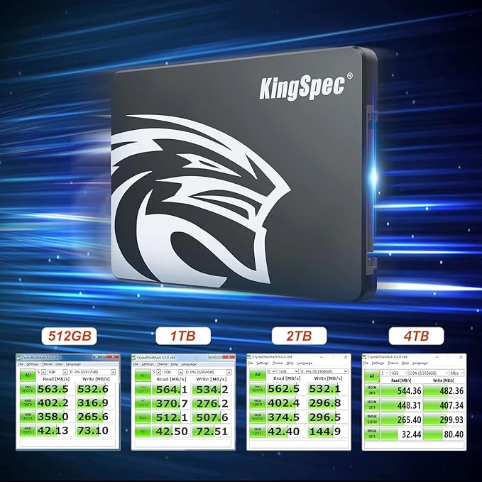 KingSpec 2TB 2.5 SSD SATA III Internal - 550MB/s Read, 520MB/s Write with 3D NAND Flash, for Laptop & Desktop PC Upgrade