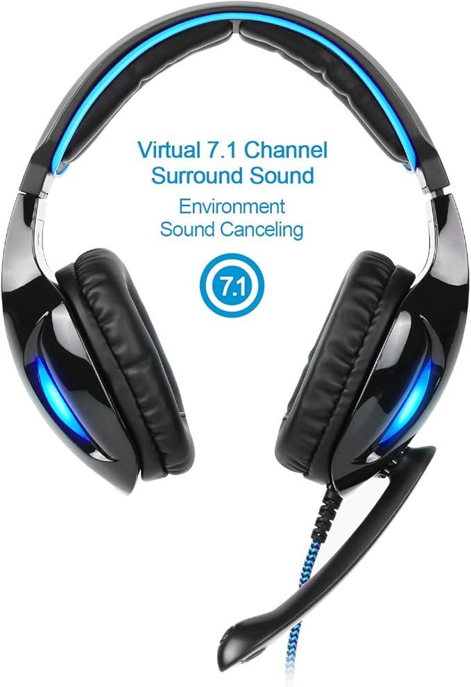 SA902 7.1 USB Surround Sound PC Headsets Over-Ear Gaming Headphones with Microphone LED Light