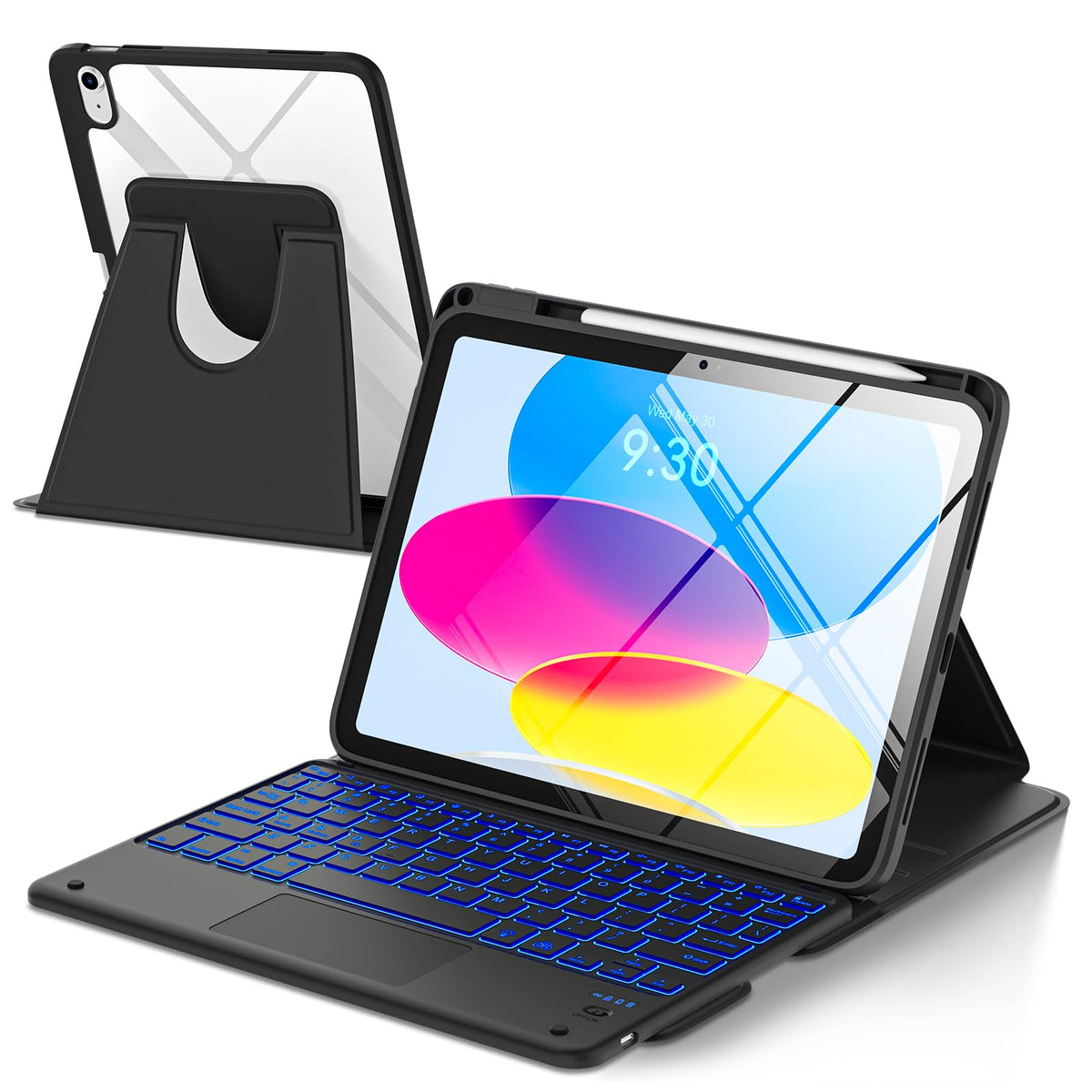 TaIYanG for iPad Keyboard Case A16 11th/10th Gen, 7 Color Backlit Keyboard