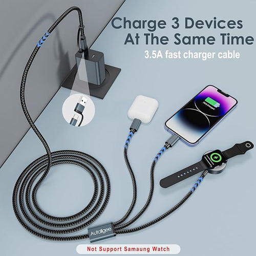 2Pack Travel Essentials for Apple Watch Charger,3 in 2 Charging Cable