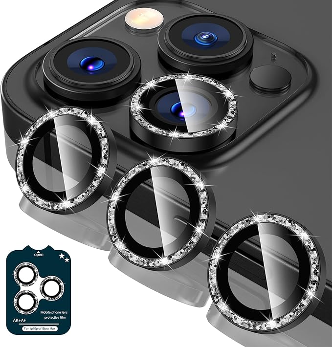 Tensea Camera Lens Protector Compatible for iPhone 16 Pro Max/16 Pro/14 Pro Max/14 Pro, Metal Aluminum Alloy Tempered Glass Cover Camera Screen Protector Accessories, Case Friendly