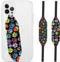 Phone Grip Strap - Pack of 2 Reversible Finger Holder for Phone Back, Customizable Anti-Slip Design, Wireless Charging Compatible Detachable Holder for iPhone - Color & Psychedelic Dog Paw