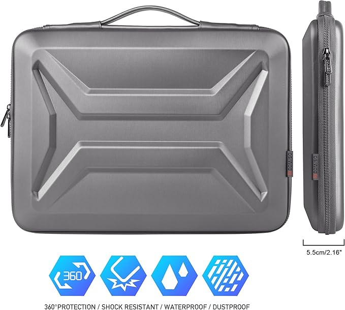 DOMISO 15.6 Inch Laptop Case Rugged Sleeve Waterproof Hard Shell Protective Cover Fits Most 15.6" Laptops/Macbook Pro/Lenovo IdeaPad/HP ENVY/Dell XPS (Silver)
