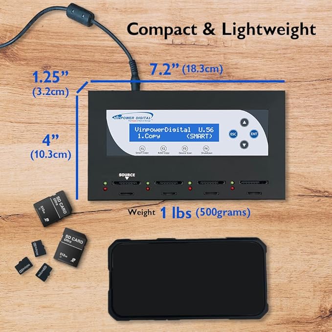 Vinpower SDMiniDup 1 to 3 Standalone SD/MicroSD Card Flash Memory Drive Duplicator Copier