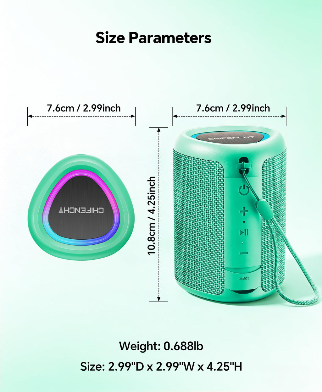 Portable Bluetooth Speaker Beach Essentials: Powerful Crystal Clear Sound/Dynamic Light/IPX5 Waterproof/All Day Playtime/Wireless BT 5.3/TWS Paring, Dad Gifts, Outdoor|Travel|Camping|Pool Accessories
