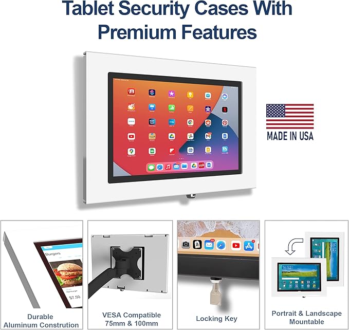 TABcare Locking Security Metal Case for Apple iPad Air 11" 2024 6th gen. for Kiosk, POS, Store, Show Display (Black, iPad Air 11 2024)