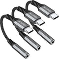 USB Type C to 3.5mm Female Headphone Jack Adapter, (3-Pack) USB C to Aux Audio Dongle Cable Cord for iPhone 15 16 17 Pro Max, Samsung Galaxy S25 S24 S23 S22 S21 S20 Ultra, Note 20, Pixel 8 9,iPad Pro