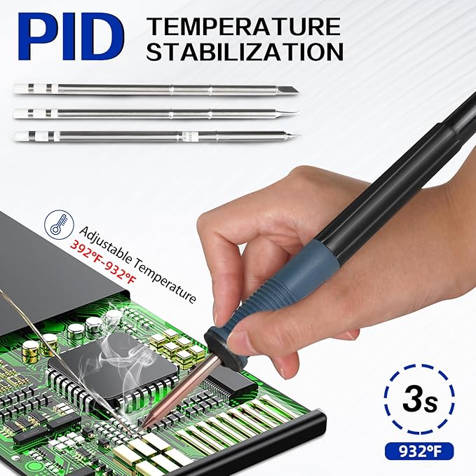 HengTianMei 720W Hot Air Soldering Station 2-IN-1 SMD Soldering Iron Station with 2 Helping Hands, 3 Soldering Tips, 5 Nozzles, Sleep Mode, Fast Heating, 392℉-932℉, for Electronics PCB Repair（8512P）