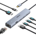 MOKiN 10Gbps USB C Hub Ethernet, 7 in 1 USB C Adapter for MacBook Pro/Air with 4K@60HZ HDMI, 3*USB-C 10Gbps Data, RJ45, USB 2.0, 100W PD, USB C Dongle for MacBook Pro/Air/Dell/HP/Thinkpad/Lenovo.