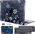 for 2018 2019 2020 2021 MacBook Air 13 Inch Case M1 A2337 A2179 A1932, Pattern Plastic Hard Shell Case Cover for MacBook Air 13.3 M1 with Retina Display & Touch ID, Wild Flowers Black