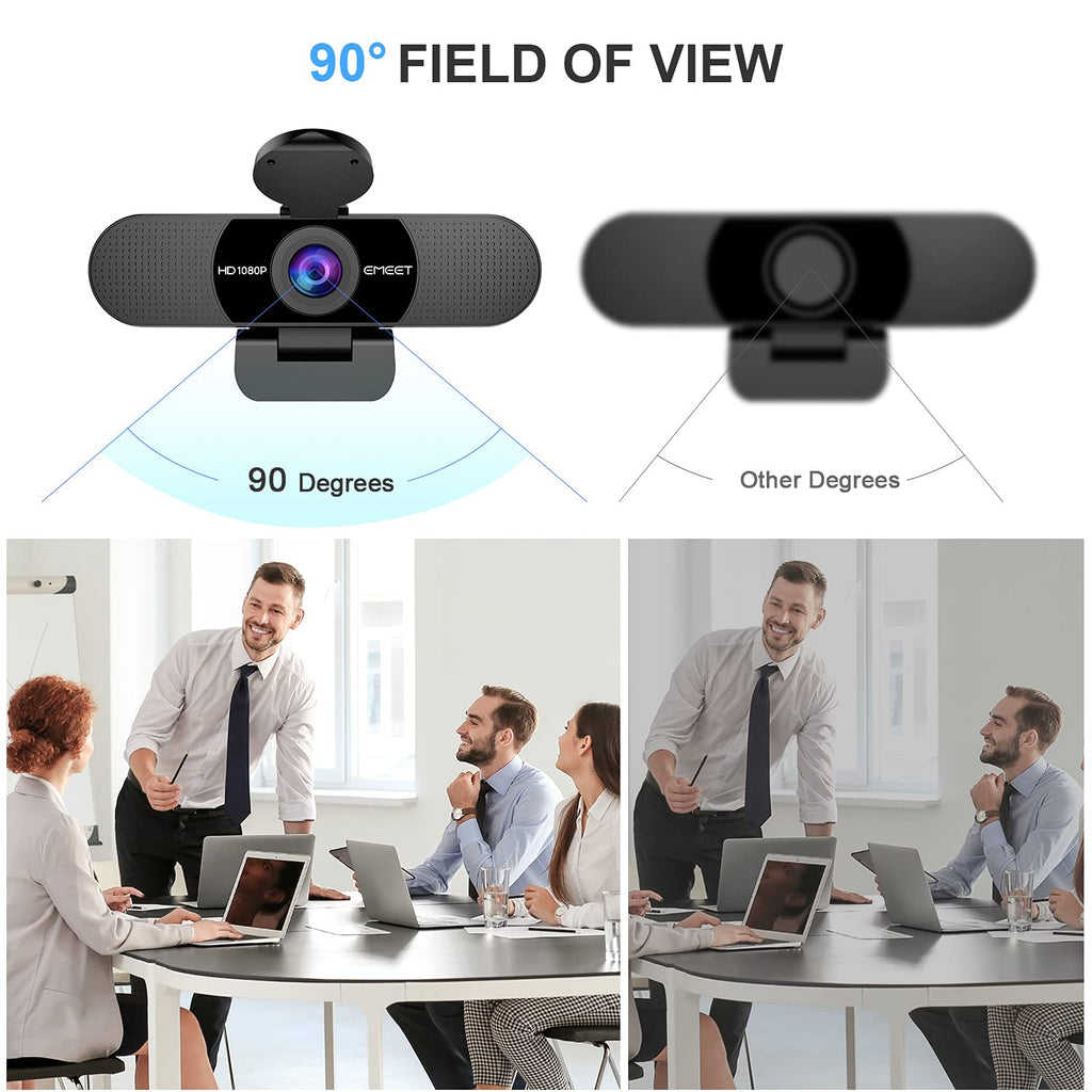EMEET 1080P Webcam with Microphone, C960 Web Camera 2 Mics Streaming Webcam