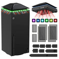 MENEEA Cooling Fan Dust Proof for Xbox Series X Console with Colorful Light Strip,Dust Cover Filter,Rubber Dust Plugs,Low Noise Top Fan with 3 Gears,Cooler&Light Independent Touch Switch, 2 USB Port