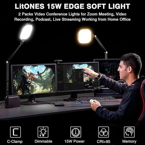 2 Packs Video Conference Light for Computer, Webcam, Video Recording