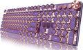 EWEADN Typewriter Style Mechanical Gaming Keyboard, Wired Mechanical Keyboards,104 Keys Backlit LED Keyboards, Media Control Knob, Wired Computer Keyboard Pink Switch for Windows/Mac/PC-Purple