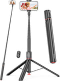 68" Automatic Tripod, Auto-Open Phone Tripod Stand with Magnetic Remote, All-in-1 Extendable Selfie Stick Travel Tripods for Cell Phone 360° Rotate Stable iPhone Selfie Stick for Video Recording