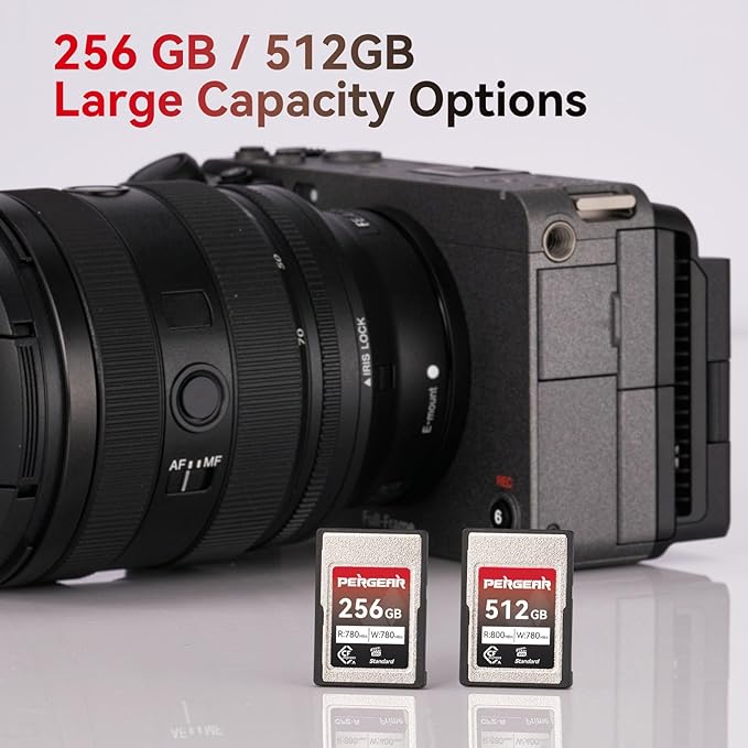 Pergear 512GB CFexpress Type A Memory Card, Up to 800MB/s Read Speed & 780MB/s Write Speed for 4K 120P, 8K 30P Recording,with Card Reader