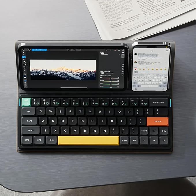 nuphy Air60 V2 Portable Wireless Keyboard 60% Low Profile Mechanical Keyboard Support QMK/VIA Compatible with Windows/mac OS/Linux Supports Bluetooth 5.1/2.4GHz/Wired (USB-C) Gateron Blue Switch