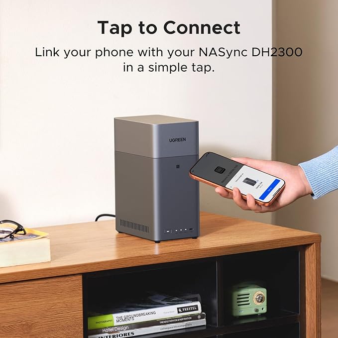 UGREEN NASync DH2300 2-Bay Desktop NAS, Support Capacity 60TB (Diskless), Remote Access, AI Photo Album, Beginner Friendly System, 4GB LPDDR4X RAM,1GbE, 4K HDMI, Network Attached Storage(Diskless)
