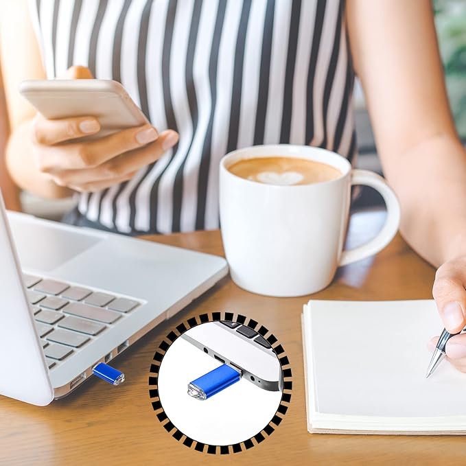 Hoteam 50 Pack USB 2.0 Flash Drives Bulk Blue Portable Thumb Drive with Hat USB Sticks Bulk with 50 Pcs Lanyards for Data Storage File Sharing Commercial Gift(2GB)