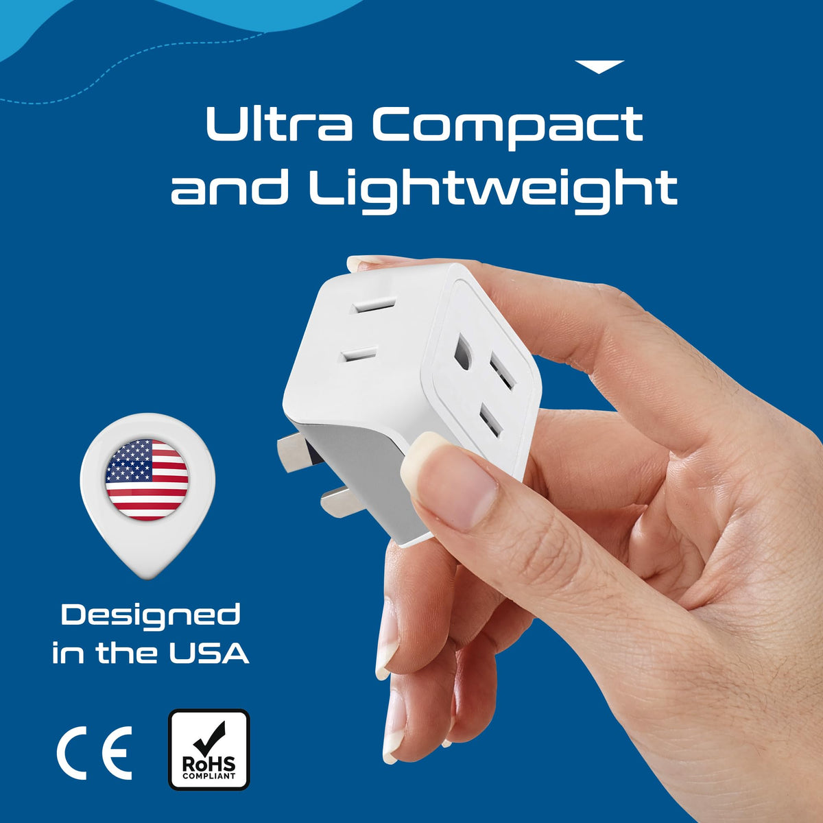 Ceptics Australia Plug Adapter, 2-in-1 Type I, Dual USA Input - 3 Pack