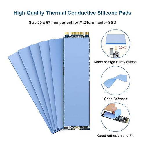 A ADWITS [ 6-Pack ] Thermal Conductive Silicone Pads, Soft Safe Simple to Apply for SSD CPU GPU LED IC Chipset Cooling -Blue