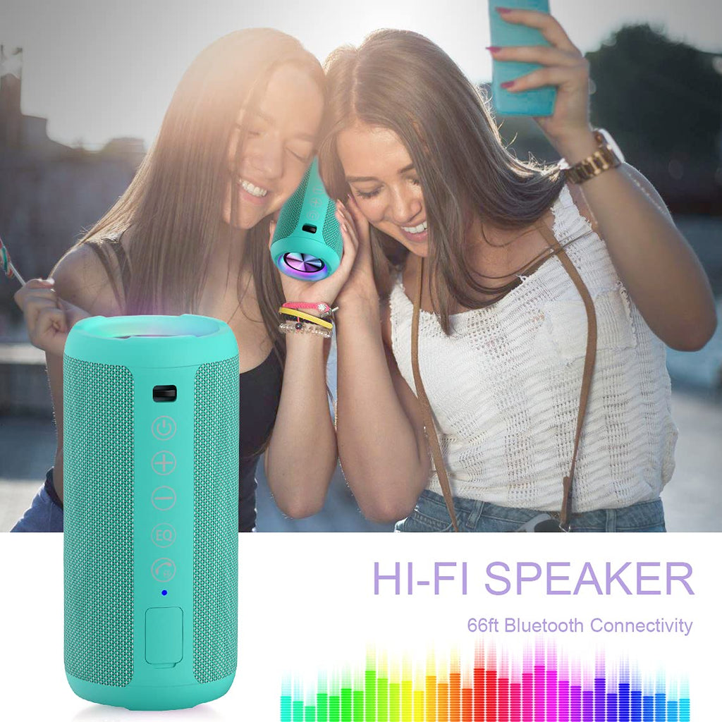 Ortizan Portable Bluetooth Speakers, IPX7 Waterproof Wireless Speaker with 24W Loud Stereo Sound, Outdoor Speaker with Bluetooth 5.3, Deep Bass, RGB Lights, Dual Pairing, 30H Playtime for Home