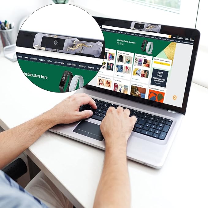 Webcam Cover, 3 Pieces, Laptop Camera Cover, Privacy Shielding Capacity is Twice as Big as The Traditional, Suitable for Computer Mobile Phones, laptops, Tablets and so on (Grey Marble)