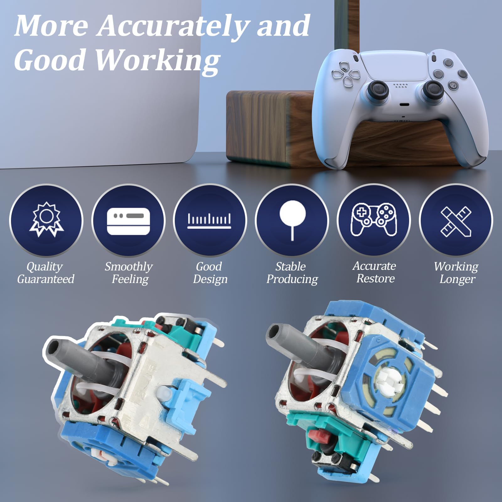 for PS5 Analog Stick Replacement for Sony PlayStation 5 PS5 Joysticks Replacement 3D Joystick Sensor Module Thumbstick Controller Accessory Part with Kit(4Pack)