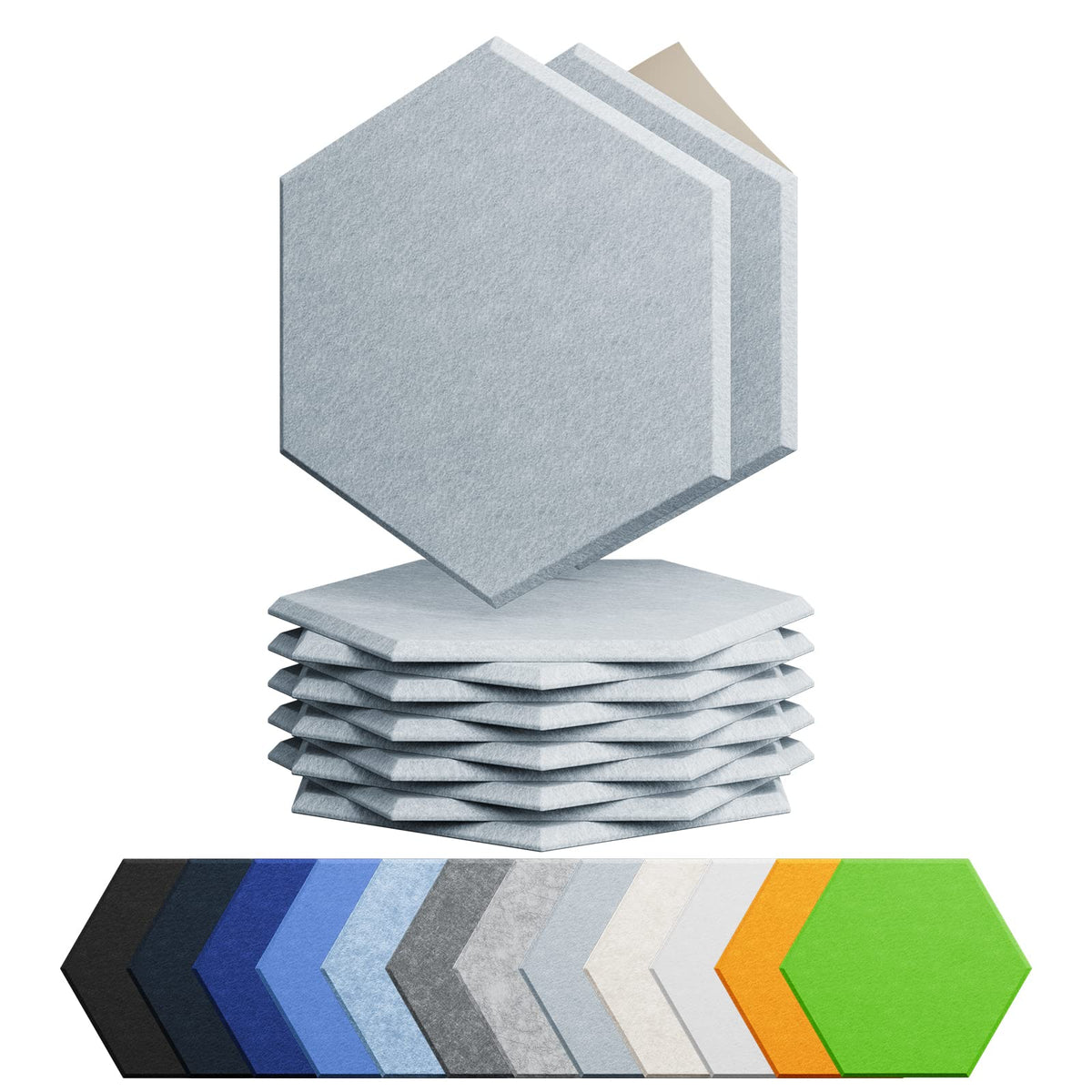 12 Pack Hexagon Acoustic Panels Self Adhesive Sound Proof Foam(Silver Gray)