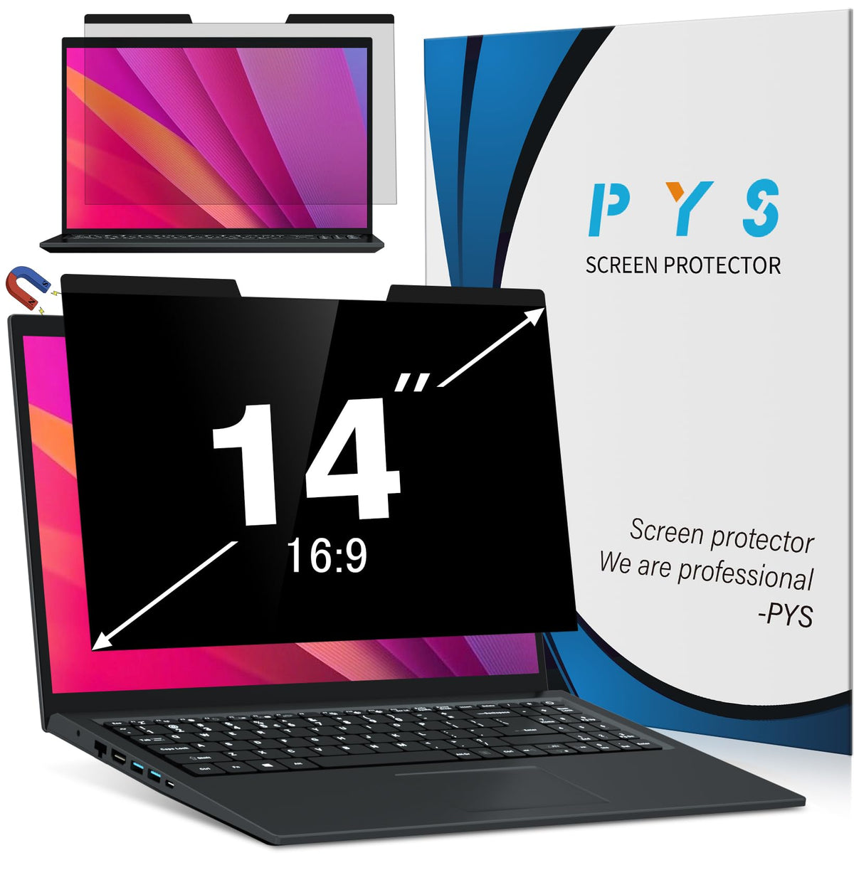 PYS macbook air 13 inch privacy screen Compatible with MacBook Air 13.3'(Released in 2018-2021: A1932,A2179,A2337)-Anti Glare，Webcam Cover Slider，Provide Privacy, Ultra Slim，Easy On