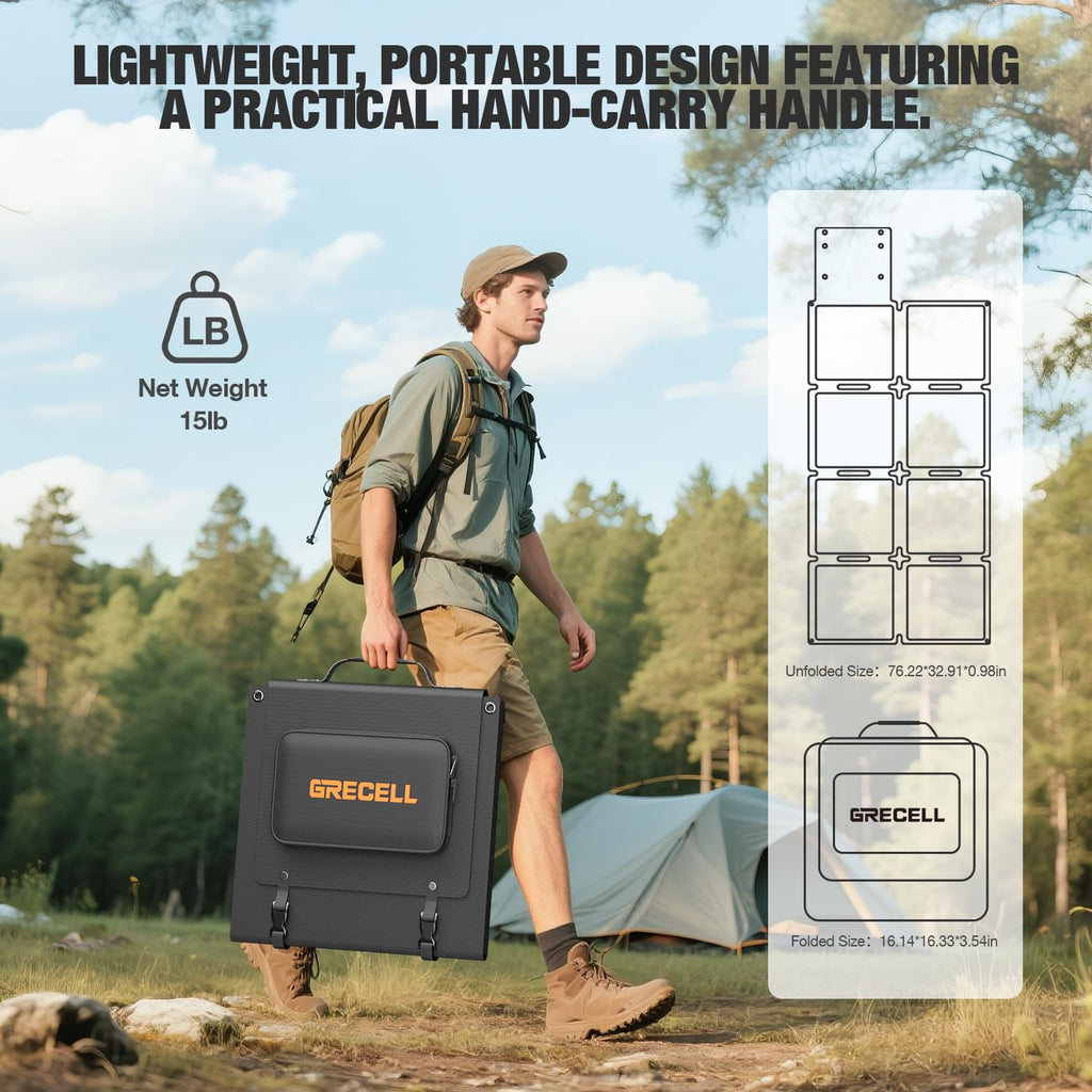 GRECELL 240W Portable Solar Panel for Power Station, Ultra Light Foldable