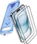 2+2 Pack Compatible with iPhone 15 Screen Protector 6.1" Tempered Glass with Camera Lens Protector Accessories, Premium Easiest Installation Kit 9H, Case Friendly Anti-Scratch HD