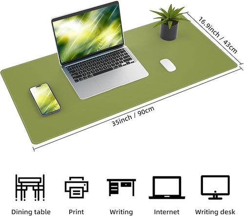 AFIING Cork Desk Mat, 35.4" x 17", Olive Green,Desk pad Protector