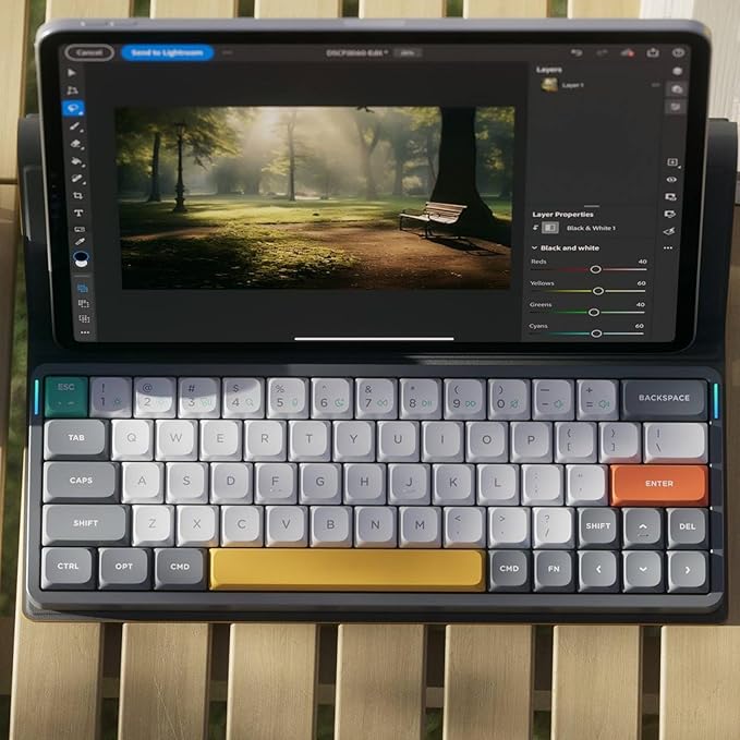 nuphy Air60 V2 Portable Wireless Keyboard 60% Low Profile Mechanical Keyboard Support QMK/VIA Compatible with Windows/mac OS/Linux Supports Bluetooth 5.1/2.4GHz/Wired (USB-C) Grey-Gateron Aloe Switch