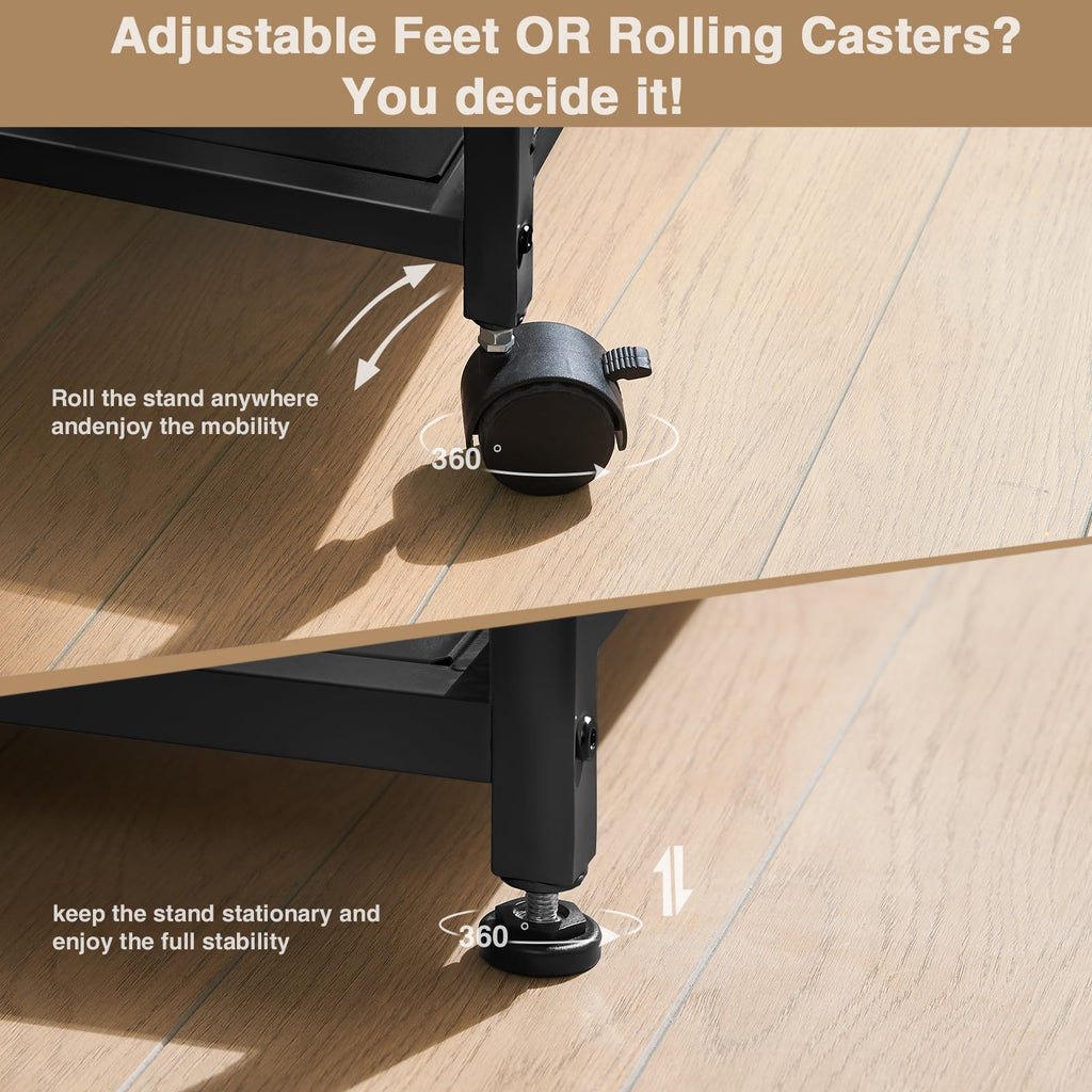 Lauren&Harold 34'' Printer Stand with Power Outlets & USB Ports Grey/Black