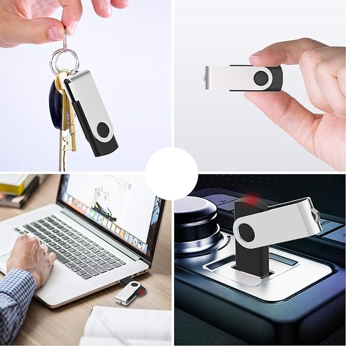 KOOTION 16 GB USB 3.0 Flash Drive 16gb Flash Drives 10pcs Thumb Drive Keychain Jump Drive Swivel Memory Sticks, Black