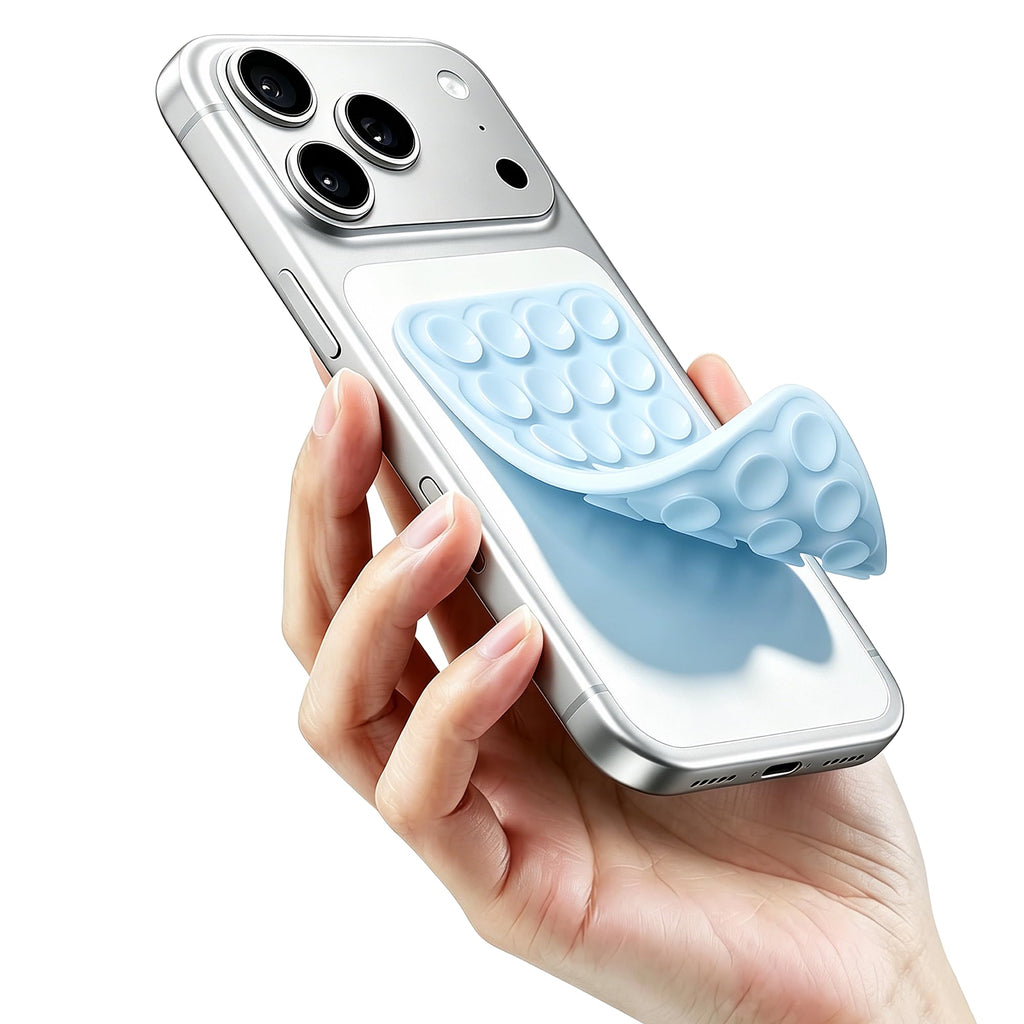 DreamsLink.LC Silicone Double-Sided Suction Phone Case Detachable Mount, Fidget Sticky Grip Accessories, Teen Girl Gifts Trendy Stuff, Hands-Free Holder for ASMR/TikTok/Gym Creators(Babyblue, Small)
