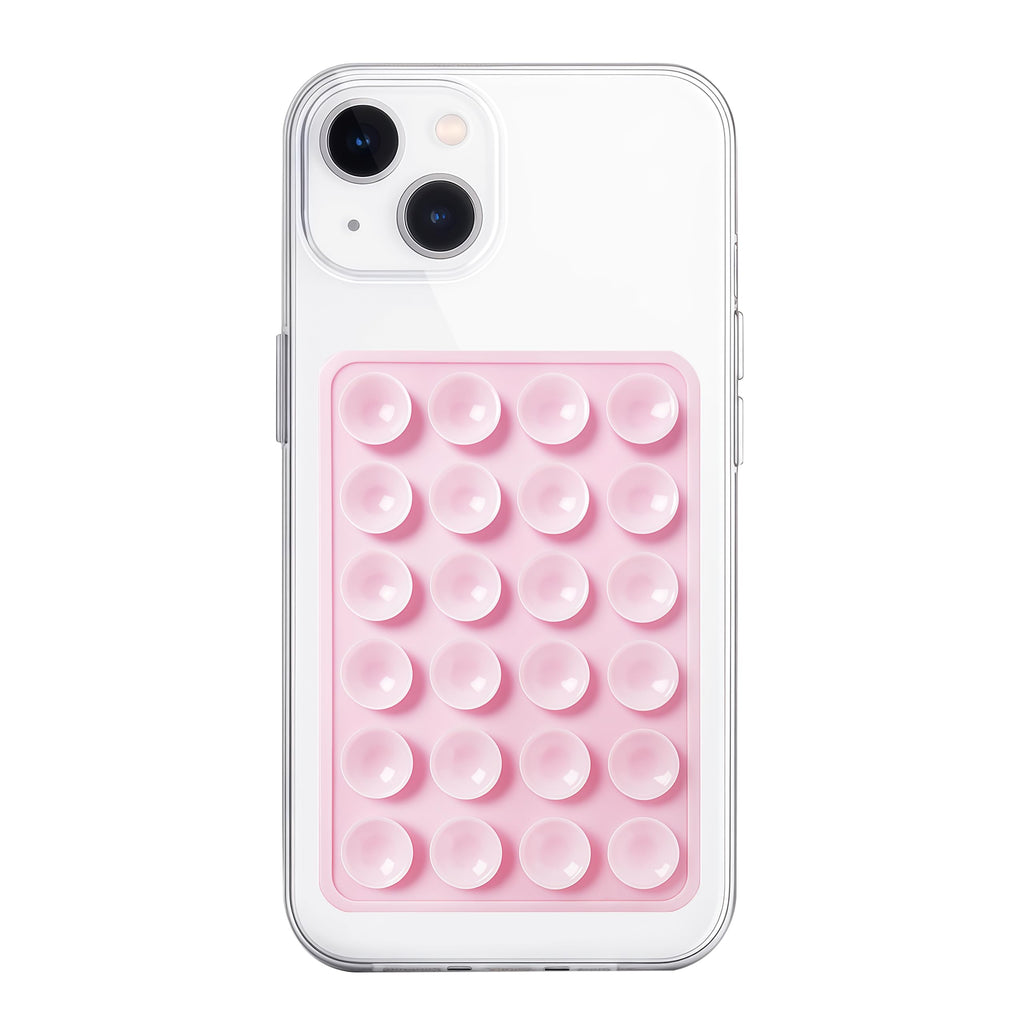 Anteel Silicone Suction Phone Case Mount, Non Slip Sticky Phone Grip for Cellphone, Silicon Adhesive Suction Cup Phone Mount, Strong Grip Holder for Selfies and Videos (Light Pink)