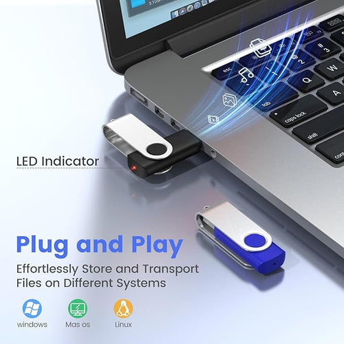 ABLAZE 8GB Flash Drives 500 Pack, USB 2.0 Thumb Drives Bulk Swivel Memory Stick Bulk USB 500 Pack Pendrives 8GB (Mixcolors)