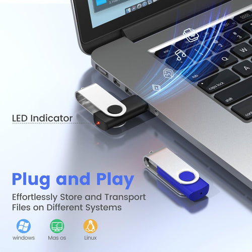 ABLAZE 1GB Flash Drive 10 Pack, USB 2.0 Memory Stick with Lanyards