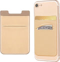 2 Pack Stick On Wallet Sleeve Cell Phone Dual Pocket Card Holder Double Pocket Pouch for iPhone Android Smartphone (2 Pack Gold)