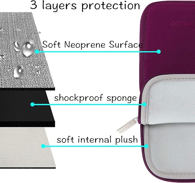 MOSISO Laptop Case 13.3 inch, 13-13.3 inch Laptop Sleeve Bag Compatible with MacBook Air/Pro 13 / Pro 14, HP Dell ASUS Lenovo Notebook, Neoprene Computer Sleeve Bag with Small Case, Magenta Purple