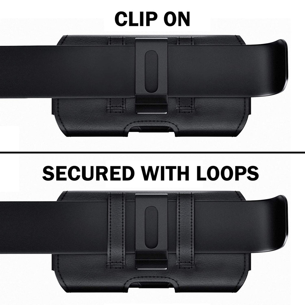 DeBin Case for Galaxy S25 Ultra S24 Ultra 5G, S24 FE, S23 Ultra, S22 Ultra, S21 Ultra, Note 20 Ultra - Cell Phone Belt Holster with Clip Pouch Holder Cover (Fits Samsung Phone with Case on) Black