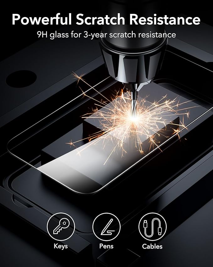 ESR 3 Pack for iPhone 16 Plus/iPhone 15 Plus Screen Protector, [9H Hardness] [Military Grade Shatterproof] Full Coverage Tempered Glass Film with Easy Installation Tool, HD Clear, Scratch Resistant