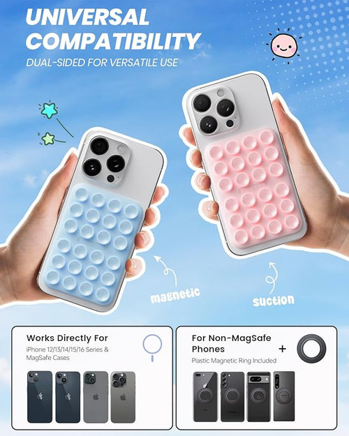 2Pack Magnetic Suction Phone Mount for MagSafe, Light Pink & Light Blue