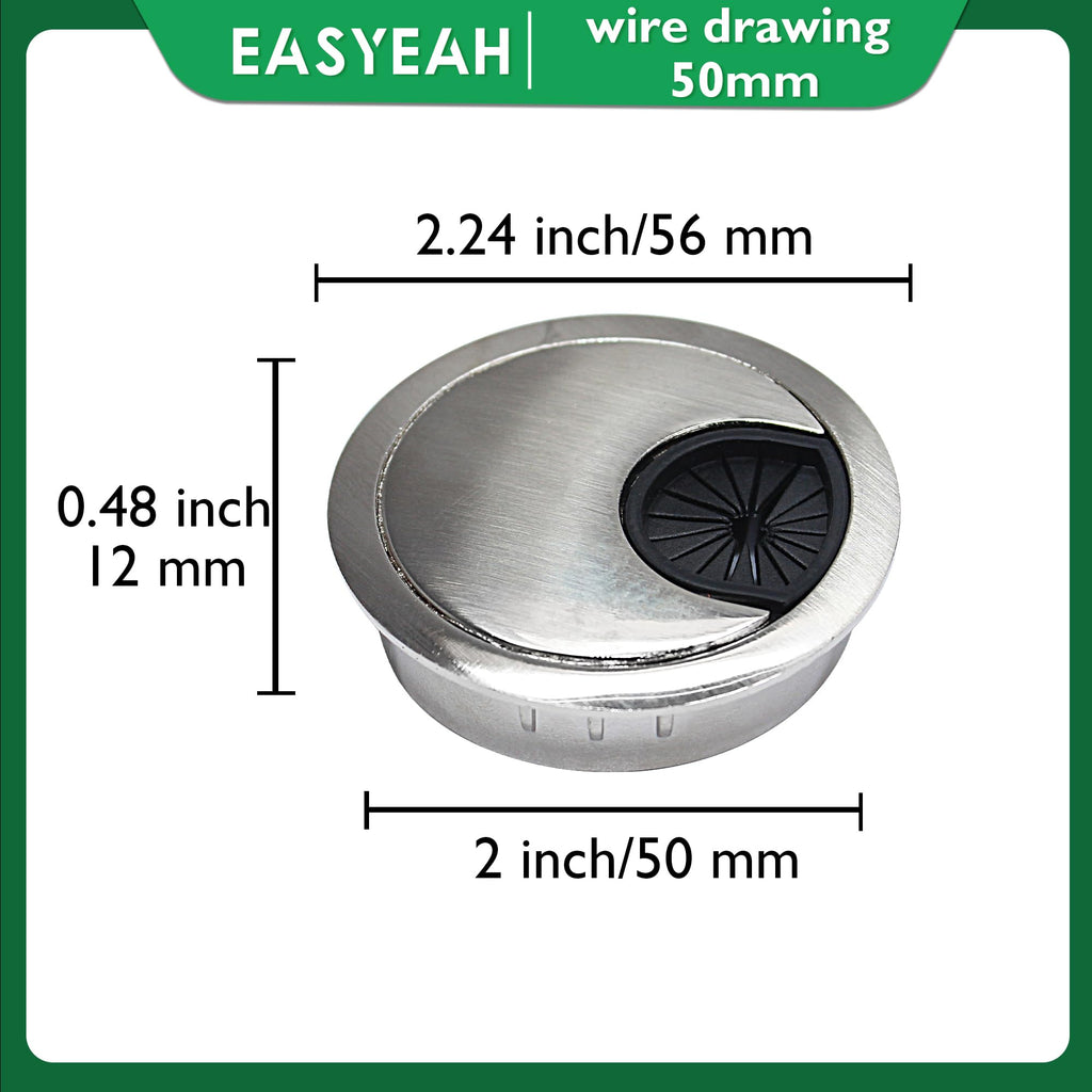EASYEAH 2 Pcs Desk Grommet 2" / 50 mm, Zinc Alloy Desk Cord Hole Cover
